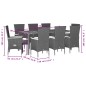 vidaXL 9-tlg. Garten-Essgruppe mit Kissen Schwarz Poly Rattan