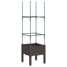 vidaXL Pflanzkübel mit Rankgitter Braun 40x40x142,5 cm PP