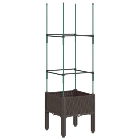 vidaXL Pflanzkübel mit Rankgitter Braun 40x40x142,5 cm PP