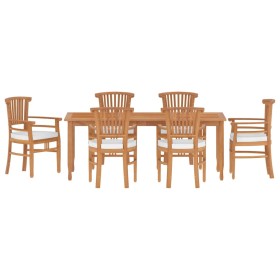 vidaXL 7-tlg. Garten-Essgruppe Massivholz Teak