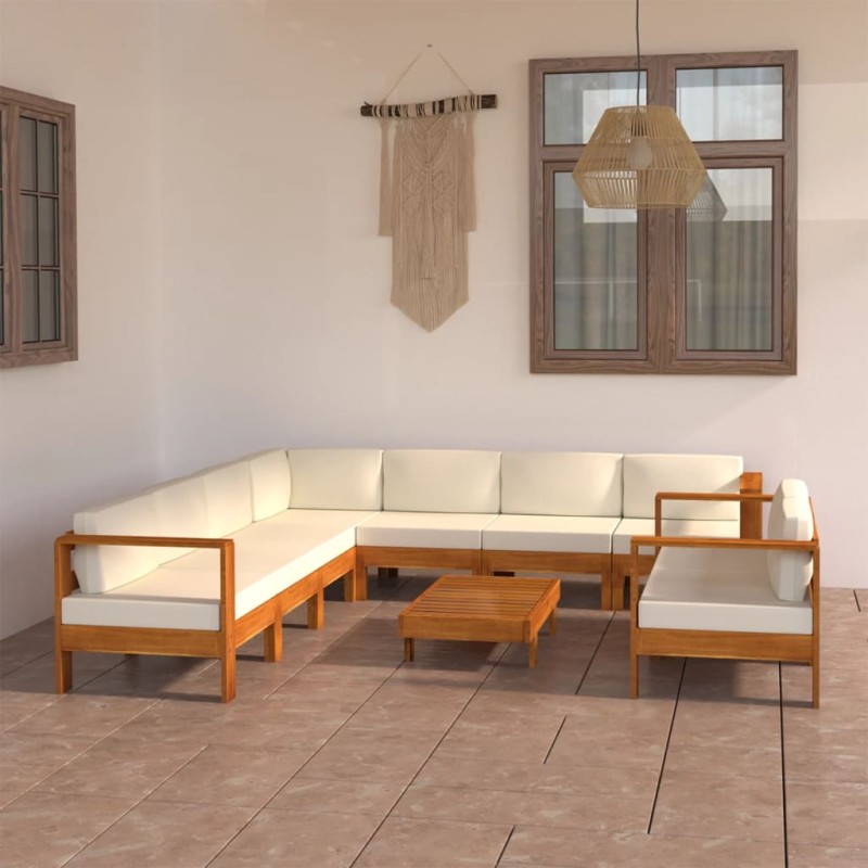 vidaXL 9-tlg. Garten-Lounge-Set mit Creme Auflagen Massivholz Akazie vidaXL 9-tlg. Garten-Lounge-Set mit Creme Auflagen Massivholz Akazie