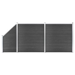 vidaXL Zaunelement Set WPC 446x(105-186) cm Schwarz  