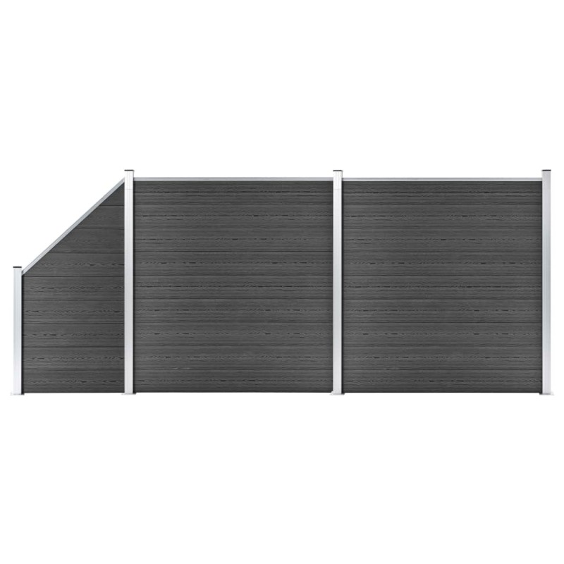 vidaXL Zaunelement Set WPC 446x(105-186) cm Schwarz vidaXL Zaunelement Set WPC 446x(105-186) cm Schwarz