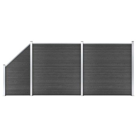 vidaXL Zaunelement Set WPC 446x(105-186) cm Schwarz  