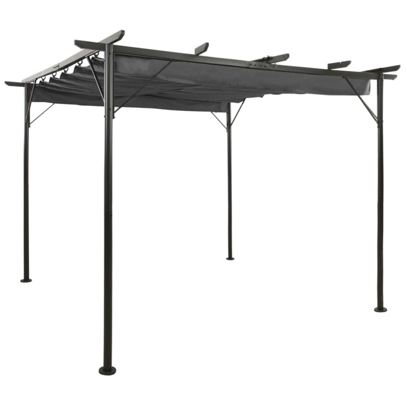 vidaXL Pergola mit Ausziehbarem Dach Anthrazit 3x3 m Stahl 180 g/m² vidaXL Pergola mit Ausziehbarem Dach Anthrazit 3x3 m Stahl 180 g/m²
