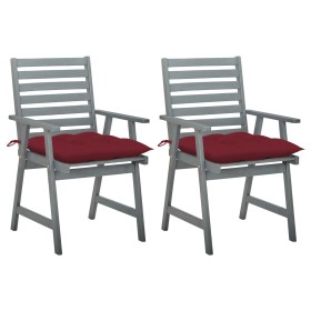 vidaXL Garten-Essstühle mit Kissen 2 Stk. Massivholz Akazie 