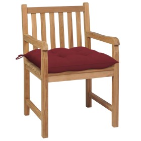 vidaXL Gartenstühle 2 Stk. mit Weinroten Kissen Massivholz Teak