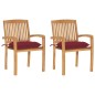 vidaXL Gartenstühle 2 Stk. mit Weinroten Kissen Massivholz Teak vidaXL Gartenstühle 2 Stk. mit Weinroten Kissen Massivholz Teak