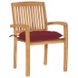 vidaXL Gartenstühle 2 Stk. mit Weinroten Kissen Massivholz Teak vidaXL Gartenstühle 2 Stk. mit Weinroten Kissen Massivholz Teak