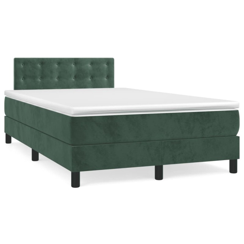 vidaXL Boxspringbett mit Matratze Dunkelgrün 120x190 cm Samt vidaXL Boxspringbett mit Matratze Dunkelgrün 120x190 cm Samt