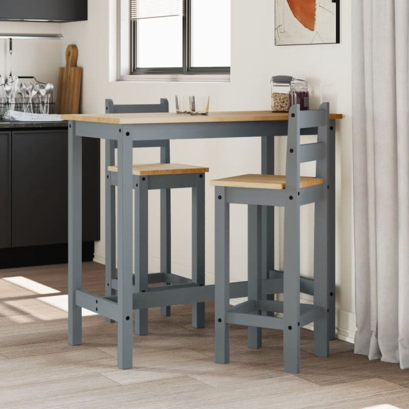 vidaXL Barstühle 2 Stk. Grau Massivholz Kiefer vidaXL Barstühle 2 Stk. Grau Massivholz Kiefer