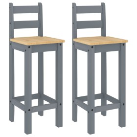 vidaXL Barstühle 2 Stk. Grau Massivholz Kiefer