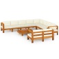 vidaXL 10-tlg. Garten-Lounge-Set mit Creme Auflagen Massivholz Akazie vidaXL 10-tlg. Garten-Lounge-Set mit Creme Auflagen Massivholz Akazie