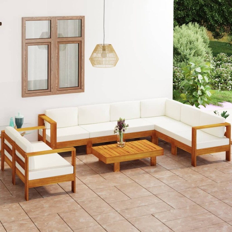 vidaXL 8-tlg. Garten-Lounge-Set mit Creme Auflagen Massivholz Akazie vidaXL 8-tlg. Garten-Lounge-Set mit Creme Auflagen Massivholz Akazie