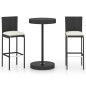 vidaXL 3-tlg. Gartenbar-Set mit Kissen Poly Rattan Schwarz vidaXL 3-tlg. Gartenbar-Set mit Kissen Poly Rattan Schwarz