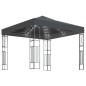 Pavillon mit LED-Lichterkette 3x3 m Anthrazit Stoff Pavillon mit LED-Lichterkette 3x3 m Anthrazit Stoff