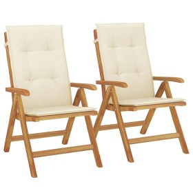 vidaXL Gartenstühle mit Kissen 2 Stk. Massivholz Teak