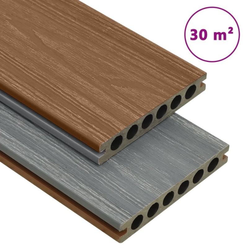 WPC Terrassendielen mit Zubehör Braun und Grau 30 m² 4 m WPC Terrassendielen mit Zubehör Braun und Grau 30 m² 4 m