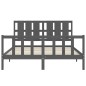 Massivholzbett mit Kopfteil Grau 160x200 cm Massivholzbett mit Kopfteil Grau 160x200 cm