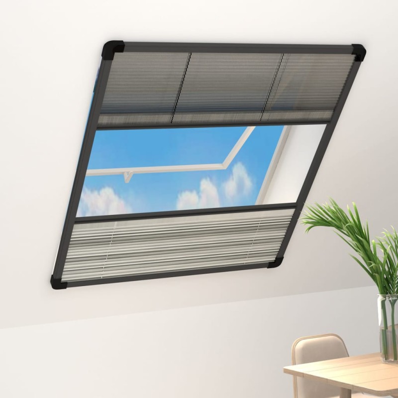 vidaXL Insektenschutz-Plissee für Fenster Alu 80x100 cm mit Jalousie vidaXL Insektenschutz-Plissee für Fenster Alu 80x100 cm mit Jalousie
