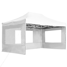 vidaXL Profi-Partyzelt Faltbar mit Wänden Aluminium 4,5×3m Weiß