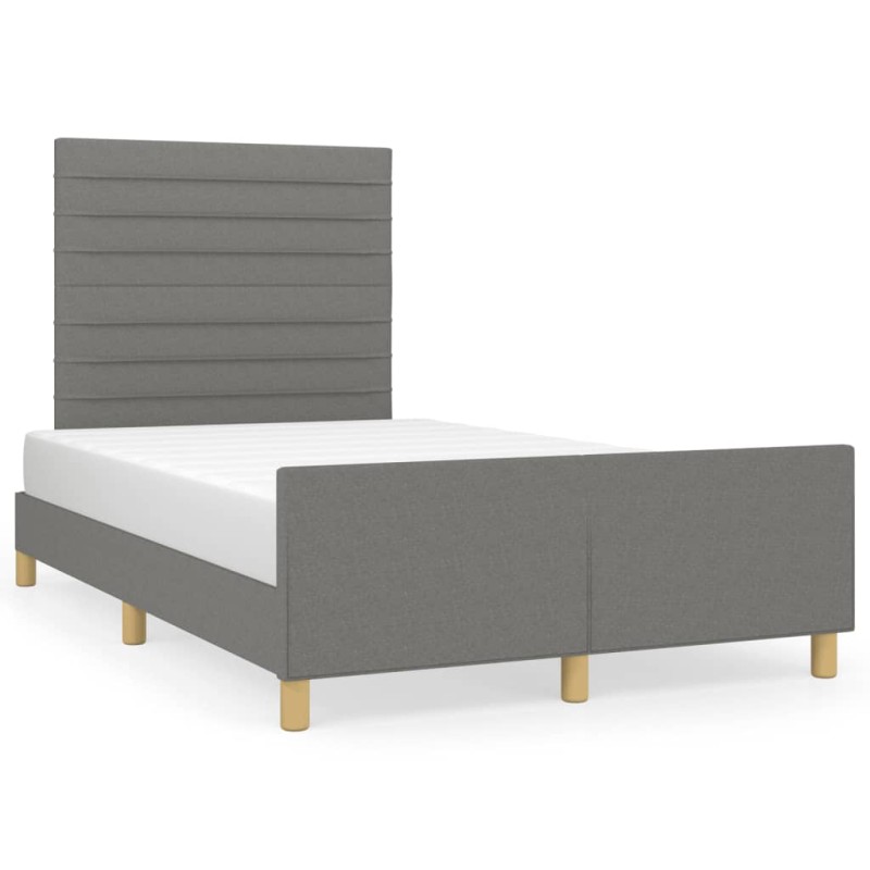 vidaXL Bettgestell mit Kopfteil Dunkelgrau 120x190 cm Stoff vidaXL Bettgestell mit Kopfteil Dunkelgrau 120x190 cm Stoff