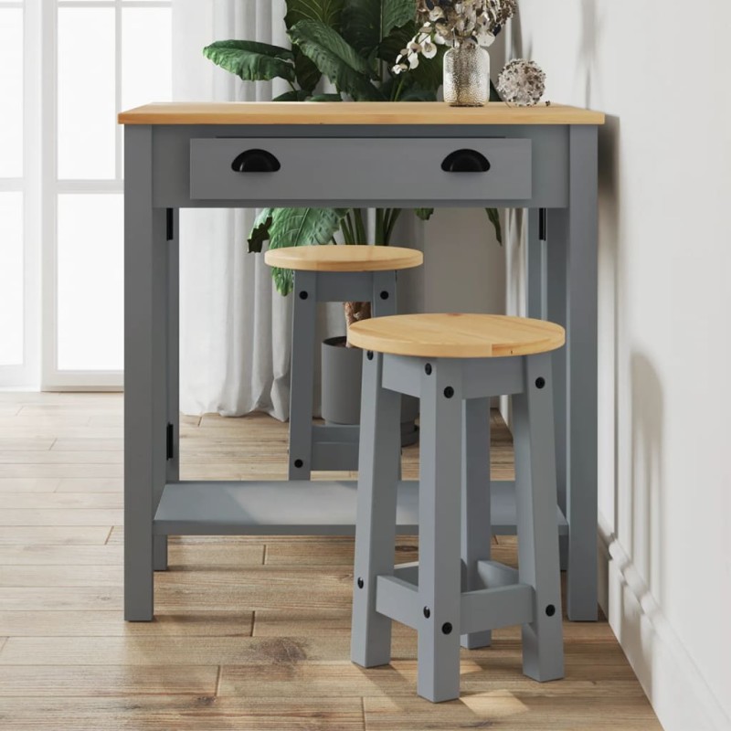 vidaXL 3-tlg. Bar-Set Grau Massivholz Kiefer vidaXL 3-tlg. Bar-Set Grau Massivholz Kiefer