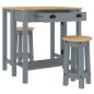 vidaXL 3-tlg. Bar-Set Grau Massivholz Kiefer vidaXL 3-tlg. Bar-Set Grau Massivholz Kiefer