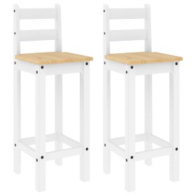 vidaXL Barstühle 2 Stk. Weiß Massivholz Kiefer