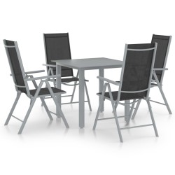 vidaXL 5-tlg. Garten-Essgruppe Aluminium Silbern und Schwarz