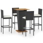 vidaXL 5-tlg. Gartenbar-Set mit Kissen Poly Rattan Schwarz vidaXL 5-tlg. Gartenbar-Set mit Kissen Poly Rattan Schwarz