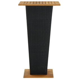 vidaXL Bartisch Schwarz 60x60x110 cm Poly Rattan und Massivholz Akazie