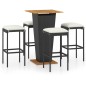 vidaXL 5-tlg. Gartenbar-Set mit Kissen Poly Rattan Schwarz vidaXL 5-tlg. Gartenbar-Set mit Kissen Poly Rattan Schwarz
