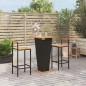 vidaXL 3-tlg. Gartenbar-Set Schwarz Poly Rattan & Massivholz Akazie vidaXL 3-tlg. Gartenbar-Set Schwarz Poly Rattan & Massivholz Akazie