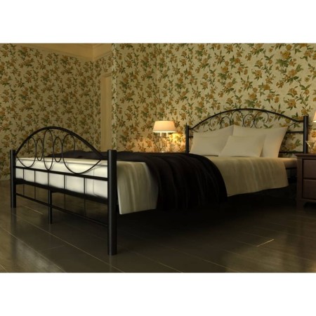 vidaXL Bett mit Matratze Schwarz Metall 180×200 cm 
