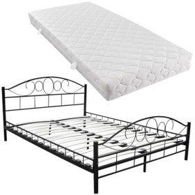 vidaXL Bett mit Matratze Schwarz Metall 180×200 cm 