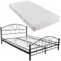 vidaXL Bett mit Matratze Schwarz Metall 180×200 cm vidaXL Bett mit Matratze Schwarz Metall 180×200 cm