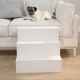 vidaXL Haustiertreppe Weiß 40x37,5x35 cm Massivholz Kiefer
