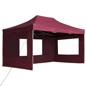 vidaXL Profi-Partyzelt Faltbar mit Wänden Aluminium 4,5×3m Weinrot