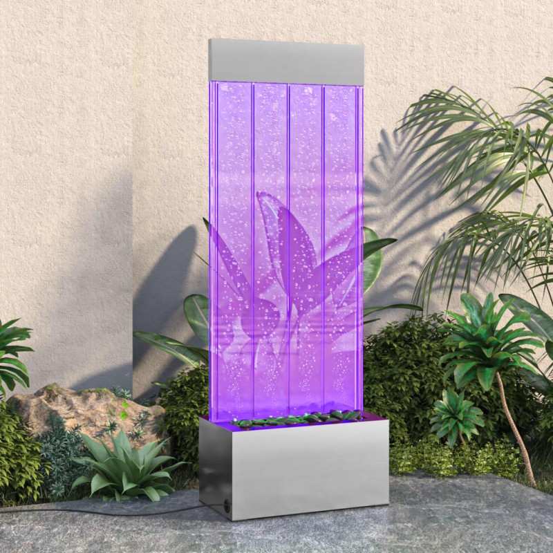 vidaXL Wassersäule mit RGB LEDs Edelstahl und Acryl 110 cm vidaXL Wassersäule mit RGB LEDs Edelstahl und Acryl 110 cm