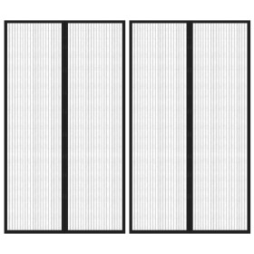 vidaXL Fliegengitter-Türvorhänge 2 Stk. Magnet Schwarz 200x80 cm