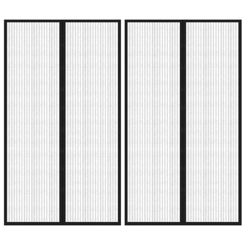 vidaXL Fliegengitter-Türvorhänge 2 Stk. Magnet Schwarz 200x80 cm vidaXL Fliegengitter-Türvorhänge 2 Stk. Magnet Schwarz 200x80 cm