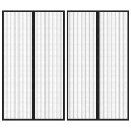 vidaXL Fliegengitter-Türvorhänge 2 Stk. Magnet Schwarz 200x80 cm