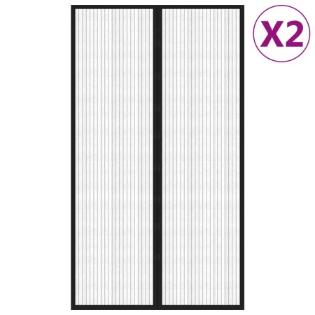 vidaXL Fliegengitter-Türvorhänge 2 Stk. Magnet Schwarz 200x80 cm