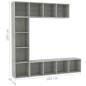 vidaXL 3-tlg. Bücher-/TV-Schrank Set Betongrau 180x30x180 cm vidaXL 3-tlg. Bücher-/TV-Schrank Set Betongrau 180x30x180 cm