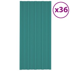 vidaXL Dachpaneele 36 Stk. Verzinkter Stahl Grün 100x45 cm