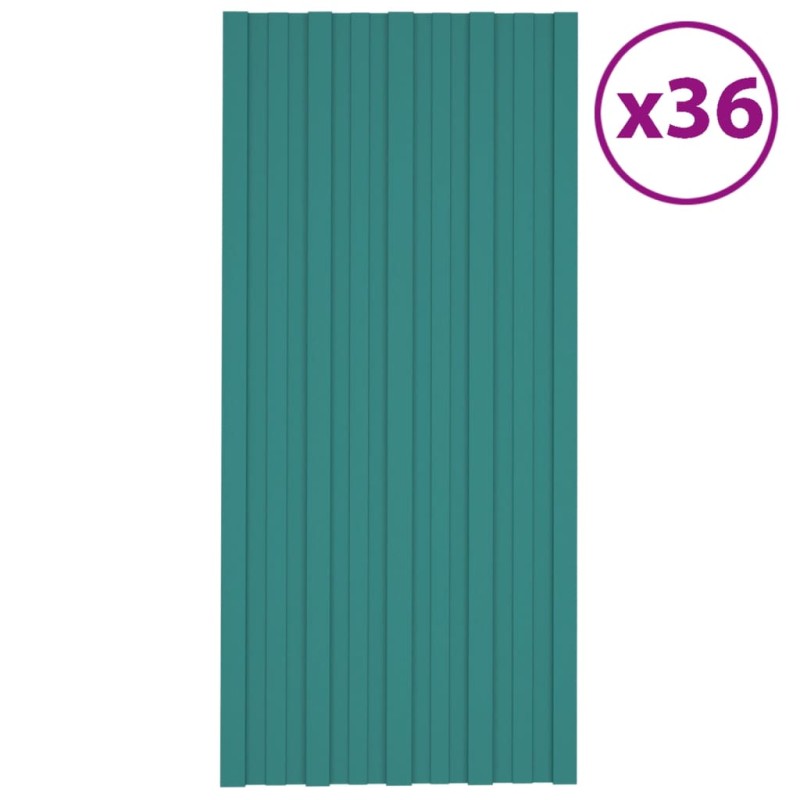 vidaXL Dachpaneele 36 Stk. Verzinkter Stahl Grün 100x45 cm vidaXL Dachpaneele 36 Stk. Verzinkter Stahl Grün 100x45 cm