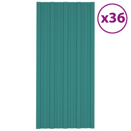 vidaXL Dachpaneele 36 Stk. Verzinkter Stahl Grün 100x45 cm
