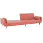 vidaXL Schlafsofa 2-Sitzer mit Hocker & Zwei Kissen Rosa Samt vidaXL Schlafsofa 2-Sitzer mit Hocker & Zwei Kissen Rosa Samt