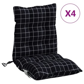 vidaXL Niedriglehner-Auflagen 4 Stk. Schwarz Karomuster Oxford-Gewebe